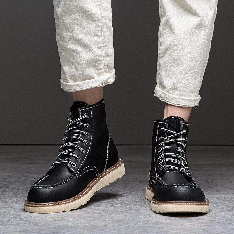 Brave Shoes Mens Boots Motorcycle Casual Boots For Men Waterproof Chukka Boots Mens Soft Leather Boots