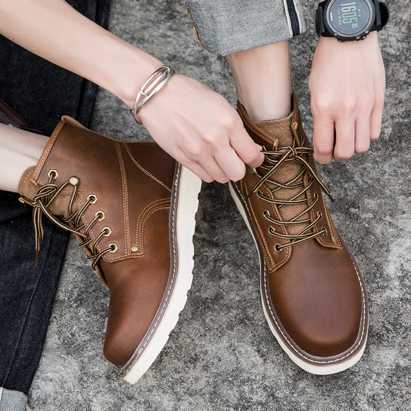 Brave Shoes Mens Boots Motorcycle Casual Boots For Men Waterproof Chukka Boots Mens