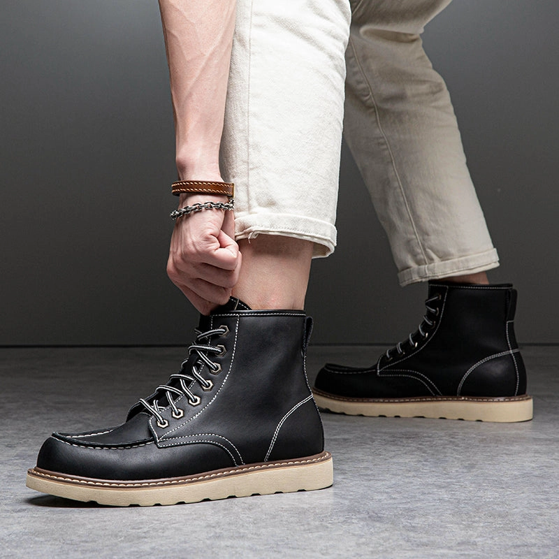 Brave Shoes Mens Boots Motorcycle Casual Boots For Men Waterproof Chukka Boots Mens Maroon Boots