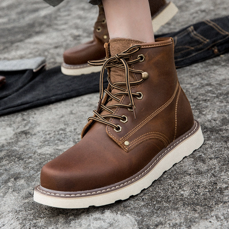 Round Toe Boots Brave Shoes Mens Boots Motorcycle Casual Boots For Men Waterproof Chukka Boots Mens