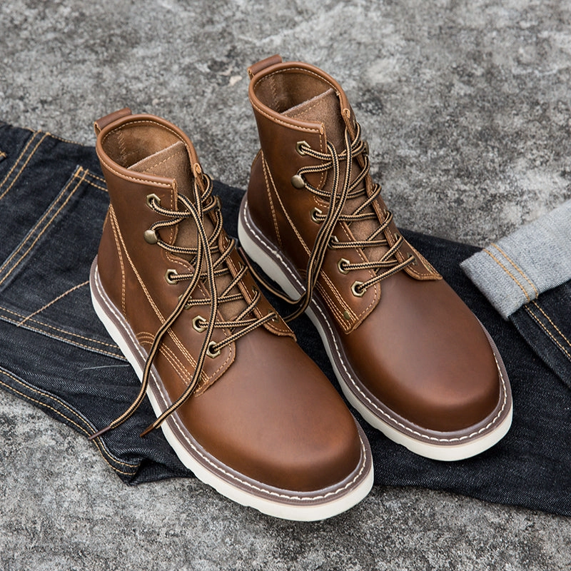 Brave Shoes Mens Boots Motorcycle Casual Boots For Men Waterproof Chukka Boots Mens Wing Pecos Boots