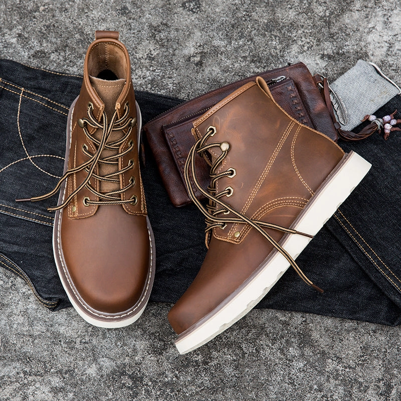 Brave Shoes Mens Boots Motorcycle Casual Boots For Men Waterproof Chukka Boots Mens Boots To Snow