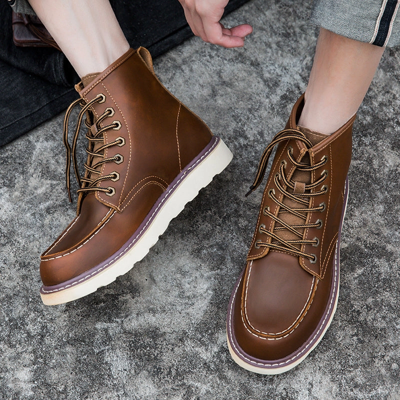 Brave Shoes Mens Boots Motorcycle Casual Boots For Men Waterproof Chukka Boots Mens Buckle Knee High Boots