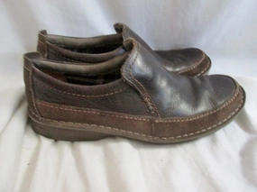 Mens CLARKS MOC 02131 SEELEY STEP Leather Slip on Walking Shoe 11 BROWN Chemical Resistant Boots