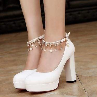 Steve Madden Heels Bridal Shoes Super High Heels String Bead Ankle Strap