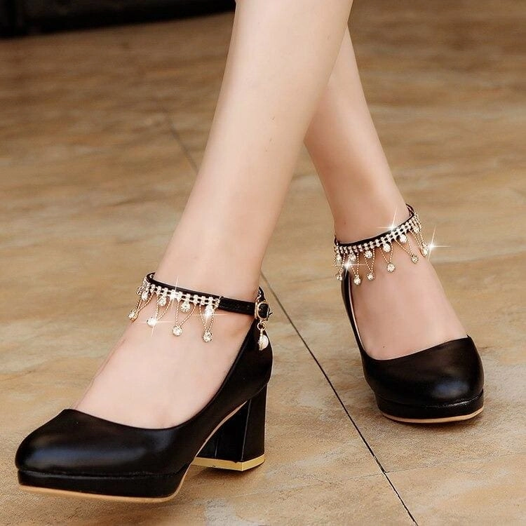 Bridal Shoes Super High Heels String Bead Ankle Strap Running Shoes With Higher Heel Drop