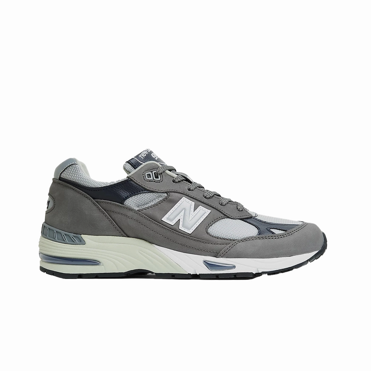 New Balance Mens MADE in UK 991 Casual Sneakers M991GNS Castlerock/Navy/White Red Sneakers New Balance