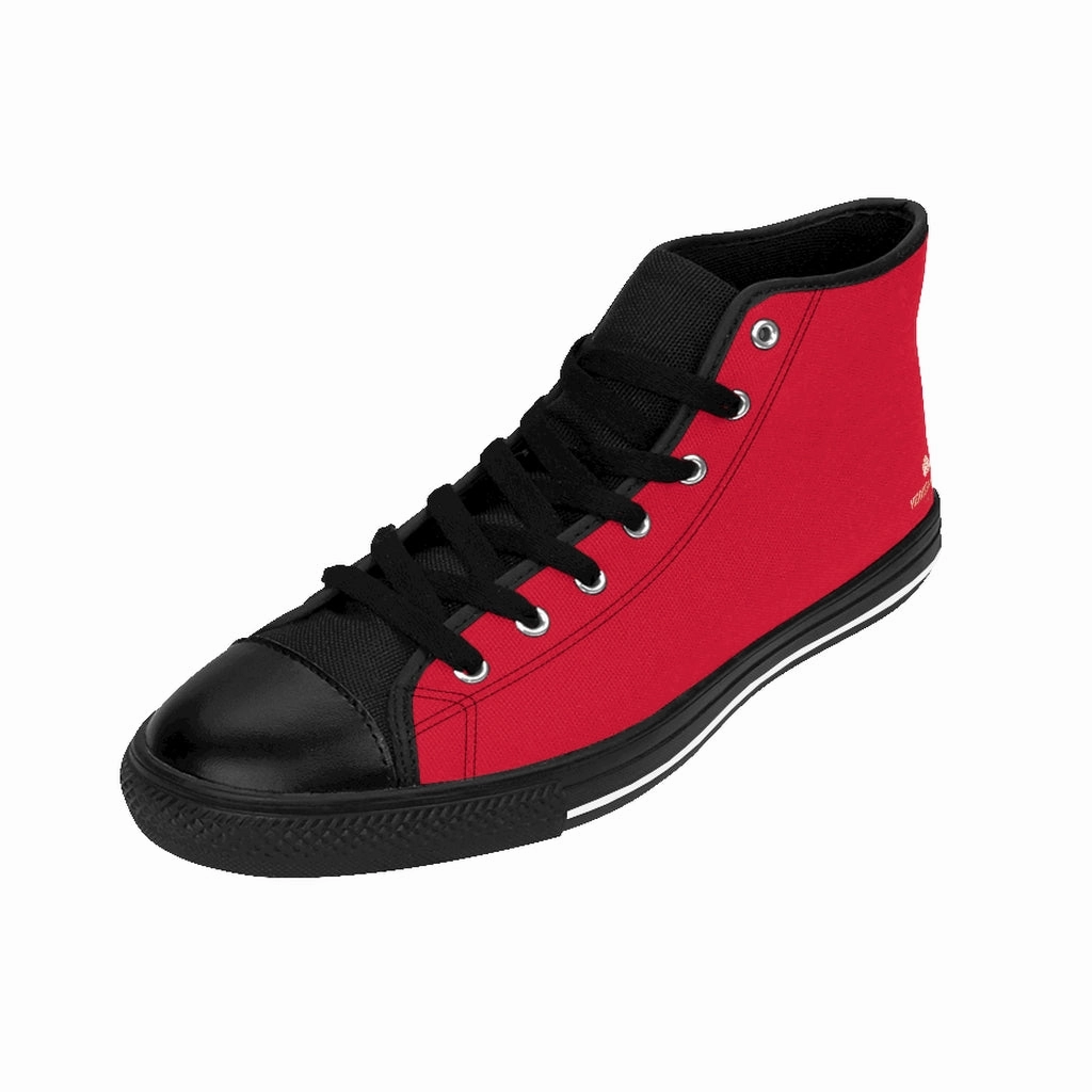 Knee Boots Stiletto Bright Red Men's High-top Sneakers, Solid Color Minimalist Designer Tennis Running Shoes