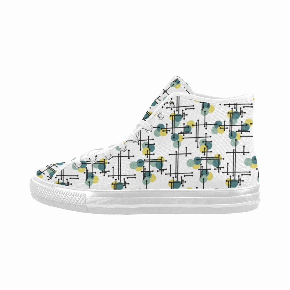 Steve Madden Heeled Sandals Women's Atomic White Polka Print Canvas High Top Shoes