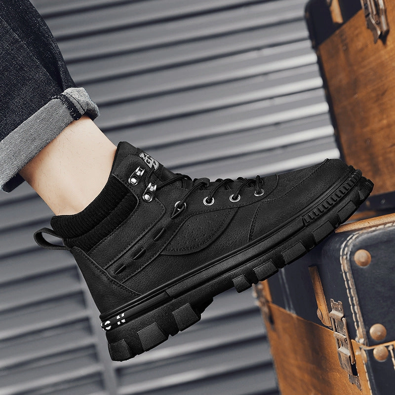 British Style Retro Trendy Workwear Thick-soled Non-slip Wear-resistant High-top Martin Boots Best Dog Boots For Winter