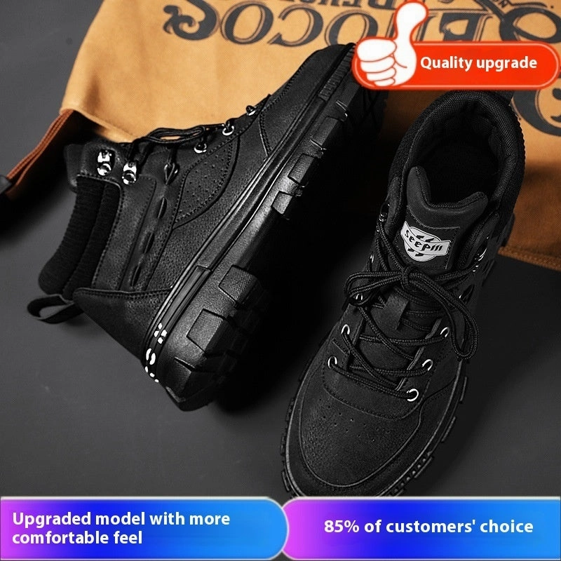 Cowboy Ankle Boots British Style Retro Trendy Workwear Thick-soled Non-slip Wear-resistant High-top Martin Boots