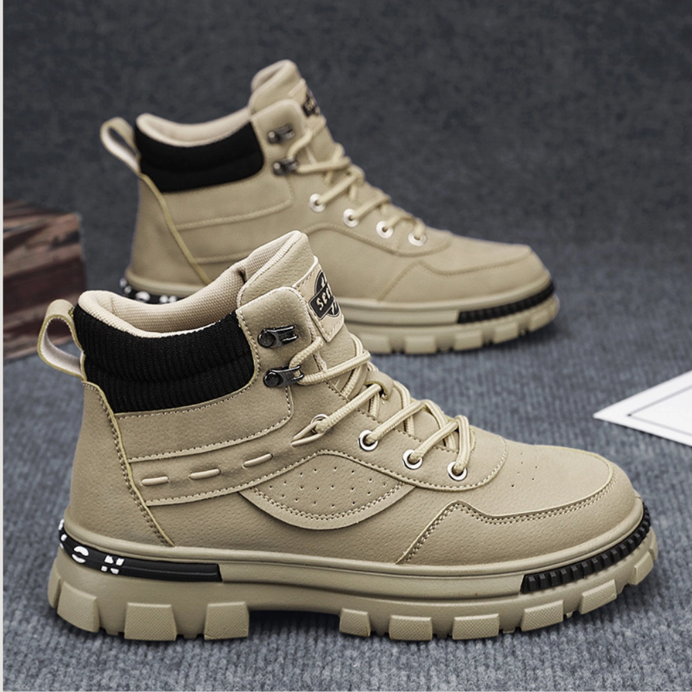 Mid Calf Snow Boots British Style Retro Trendy Workwear Thick-soled Non-slip Wear-resistant High-top Martin Boots