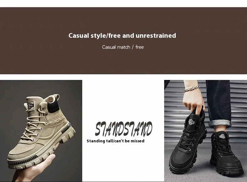 Equestrian Boots British Style Retro Trendy Workwear Thick-soled Non-slip Wear-resistant High-top Martin Boots