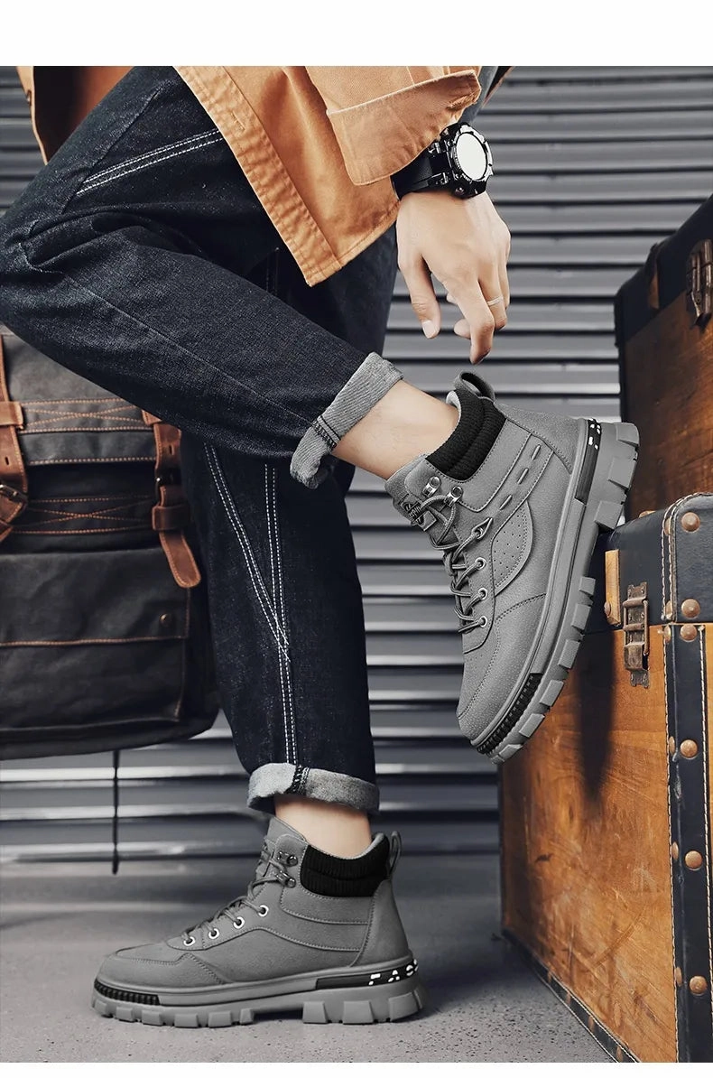 British Style Retro Trendy Workwear Thick-soled Non-slip Wear-resistant High-top Martin Boots Ruffwear Dog Boots