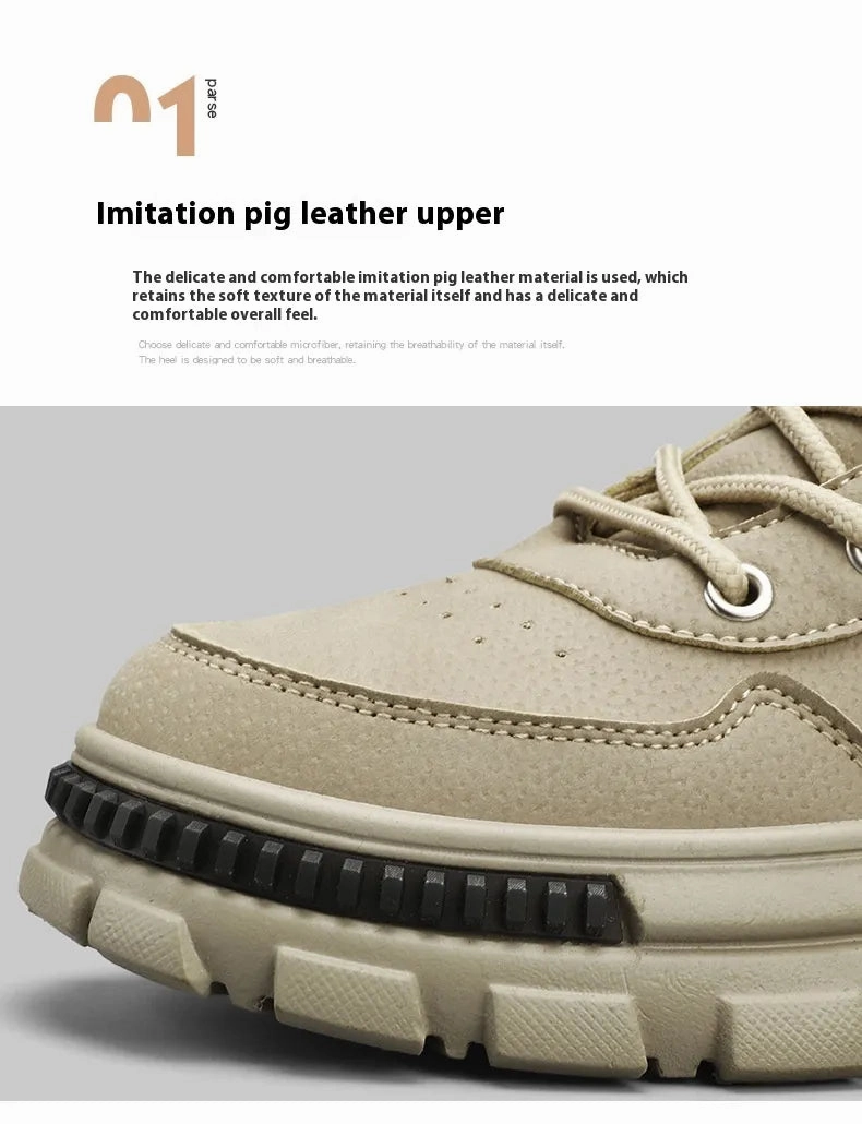 Suede Knee Boots British Style Retro Trendy Workwear Thick-soled Non-slip Wear-resistant High-top Martin Boots