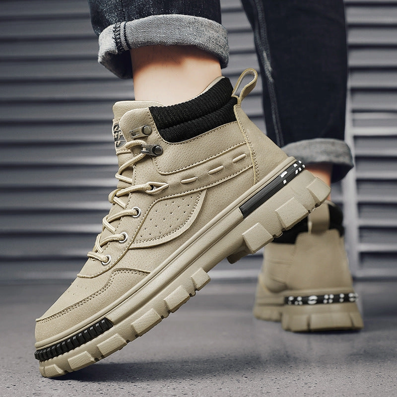 Warm Hunting Boots British Style Retro Trendy Workwear Thick-soled Non-slip Wear-resistant High-top Martin Boots