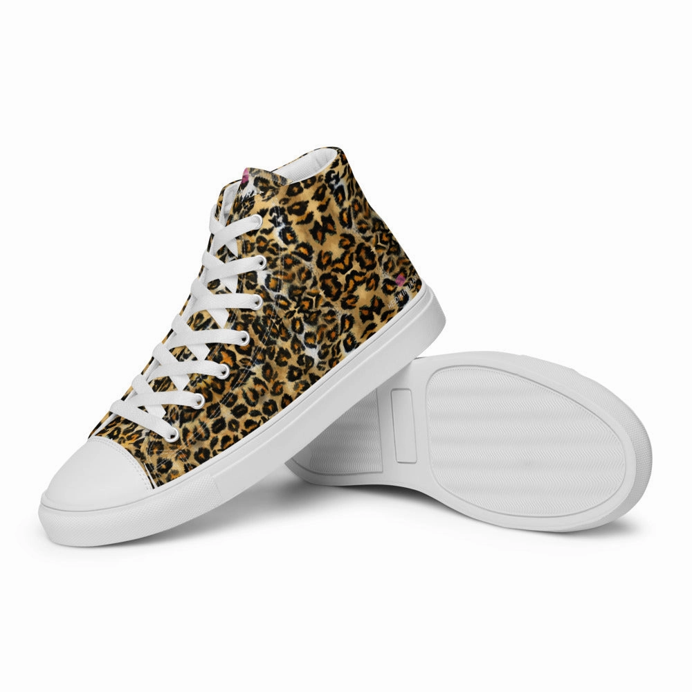 Brown Leopard Men's High Top, Leopard Animal Print Mens High Top Canvas Sneaker Shoes (US Size: 5-13) Ariat Spitfire Boots