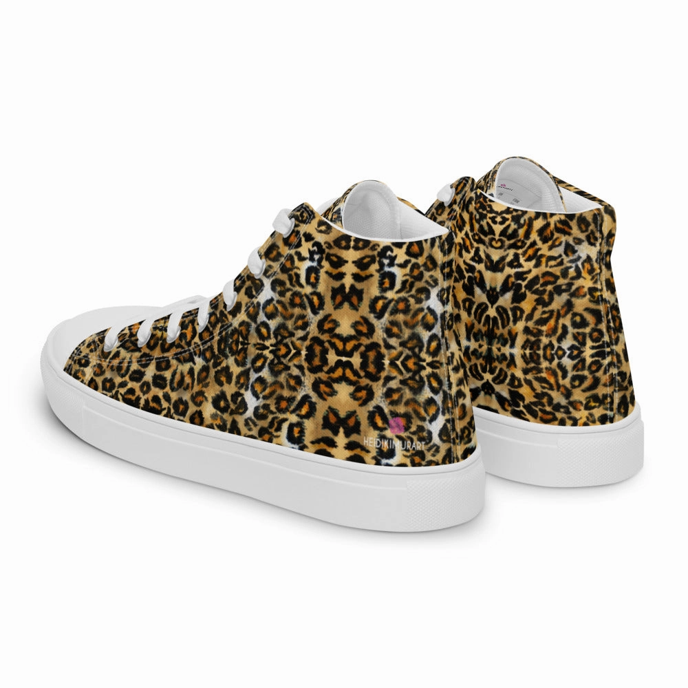 Brown Leopard Men's High Top, Leopard Animal Print Mens High Top Canvas Sneaker Shoes (US Size: 5-13) Boots Burton