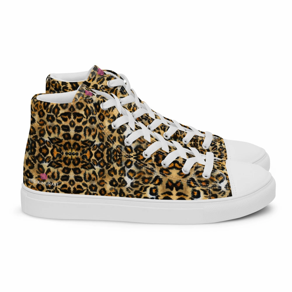 Brown Leopard Men's High Top, Leopard Animal Print Mens High Top Canvas Sneaker Shoes (US Size: 5-13) Boots Dillard's