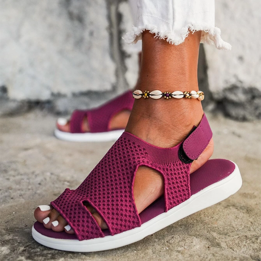 Strappy Lowdown Leather Sandals Comfyfleek Arch Support Wide Width Sport Flat Sandals