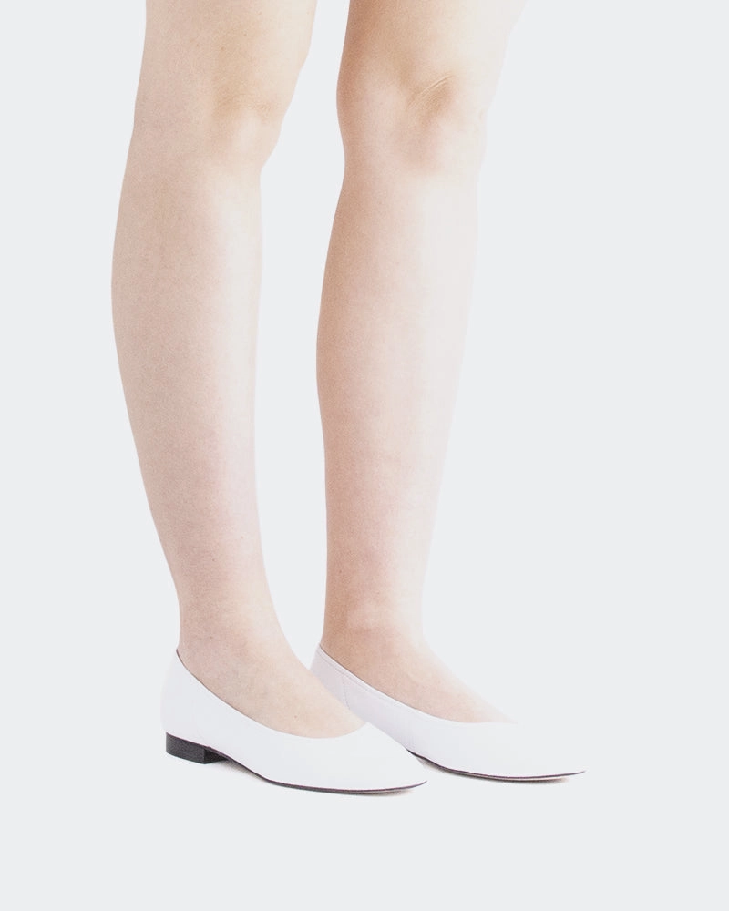 Flat Green Shoes Taipo White Leather