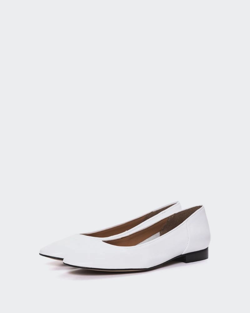 Taipo White Leather Leopard Print Flats Shoes