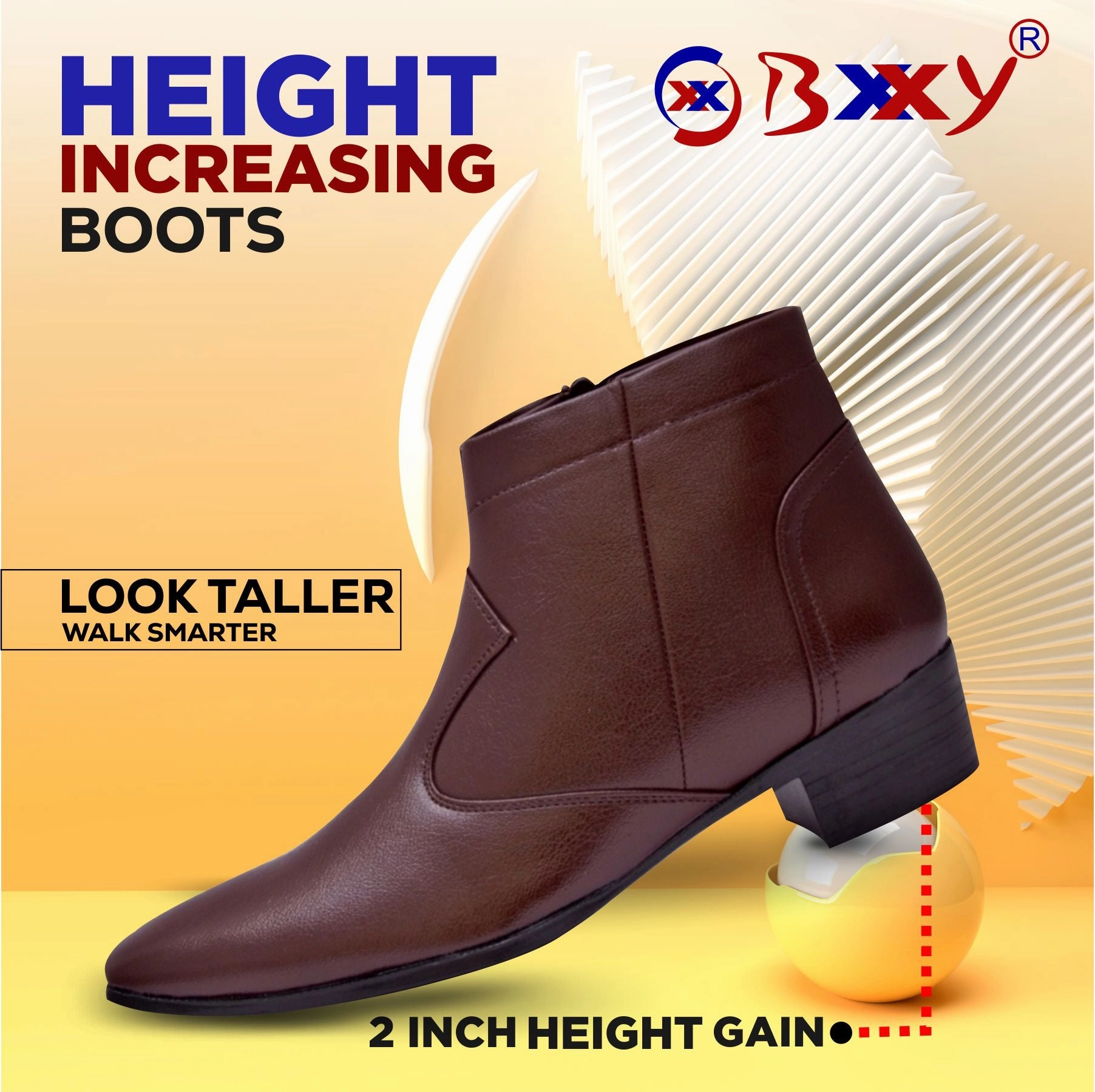 Bxxy Height Increasing Formal Ankle Zipper Boots Camping Boots