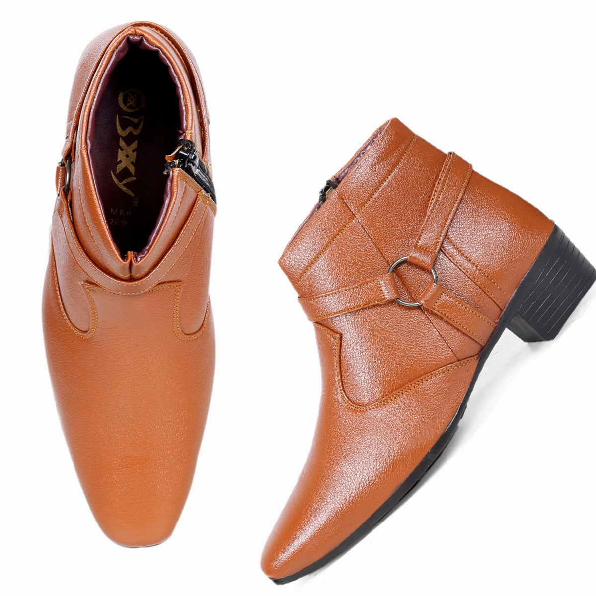 BXXY Height Increasing Office Wear Zipper and Buckle Boots Denim Boots