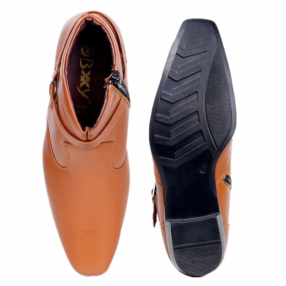 Boots Narrow Calf BXXY Height Increasing Office Wear Zipper and Buckle Boots