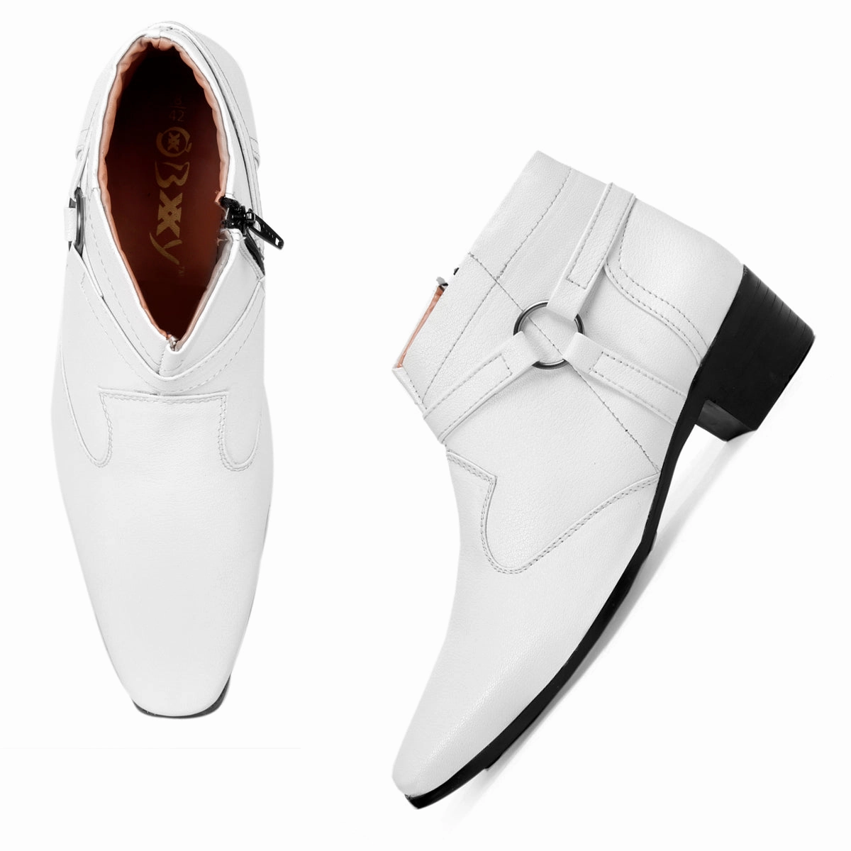 BXXY Height Increasing Office Wear Zipper and Buckle Boots Inuikii Boots