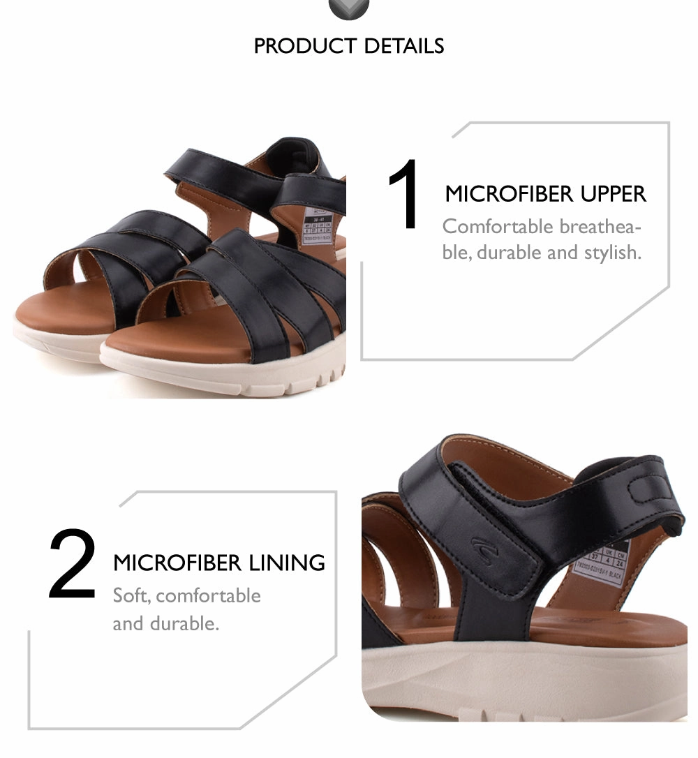 camel active Women Harley Slip-On Sandal - 782303-DZ01SV-1-BLACK Footjoy Golf Sandals