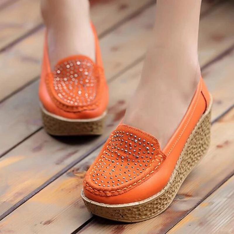 Casual Genuine Leather Leisure Platform Breathable Shoes High Heel Mistress