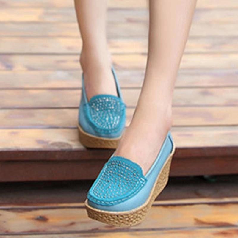 High Heels Socks Casual Genuine Leather Leisure Platform Breathable Shoes