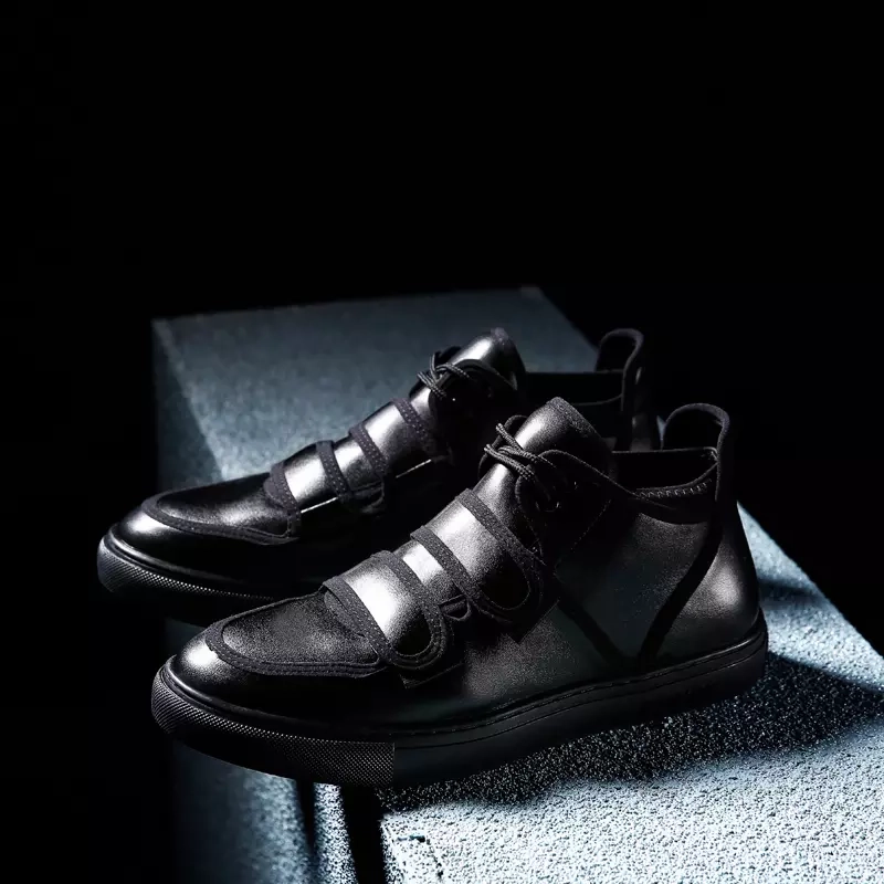 Casual Shoes For Men Hook&Loop Utility Men Leather Skateboarding Shoes Low Comfortable Sneakers Men Black Best Sneakers For Teachers