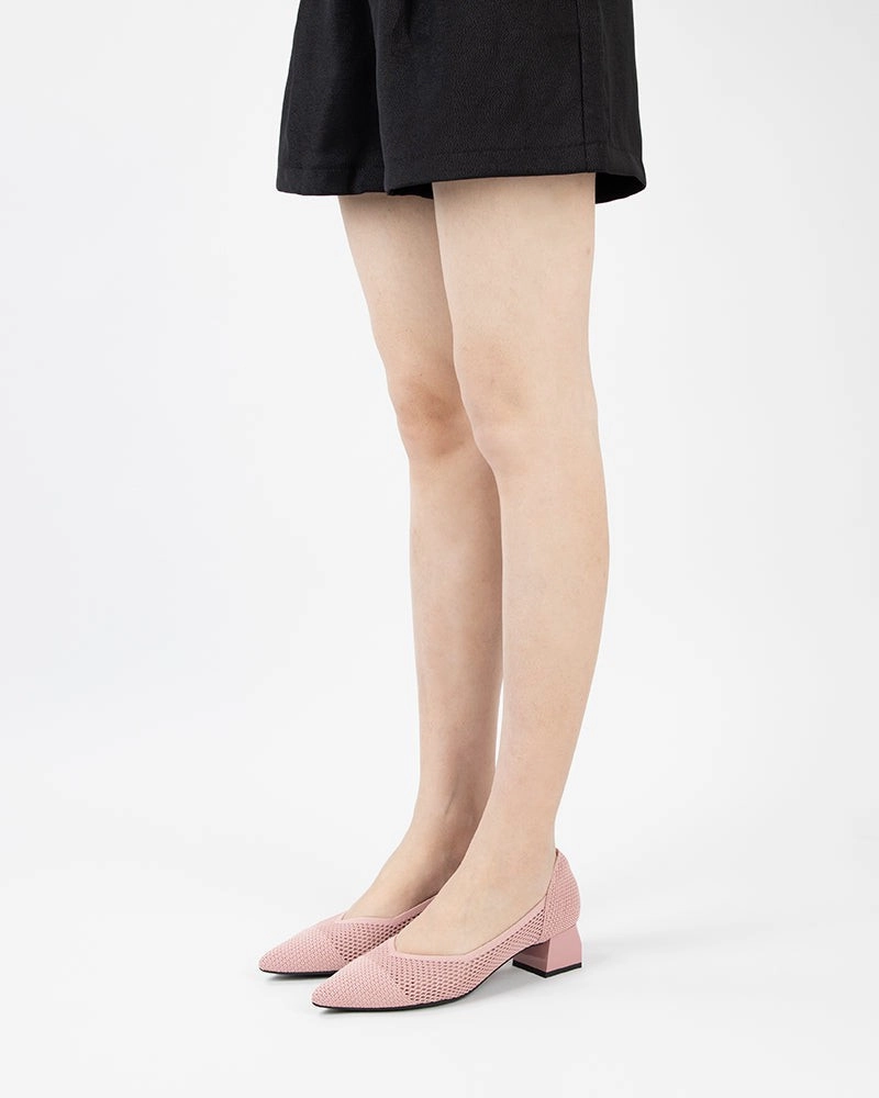 Leather Shoes For Flat Feet Pointed Toe Ballet Multi-color Mid-heel (Vita)