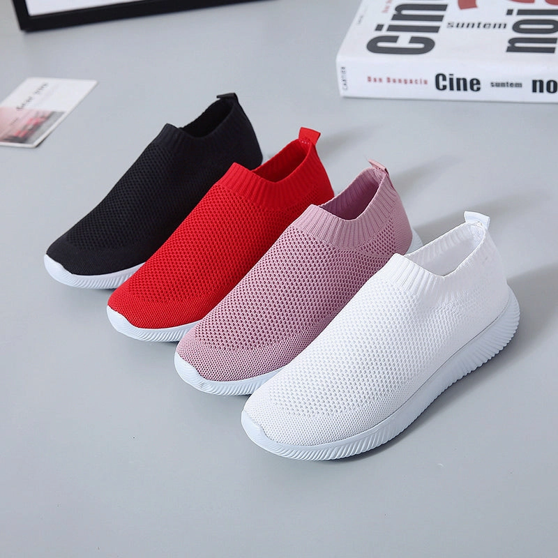 Breathable Mesh Platform Sneakers Women Slip-On Soft Casual Running Shoes Square Toe Golf