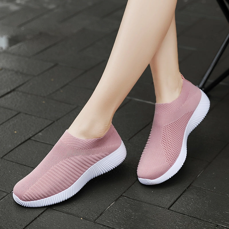 Fancy Golf Breathable Mesh Platform Sneakers Women Slip-On Soft Casual Running Shoes