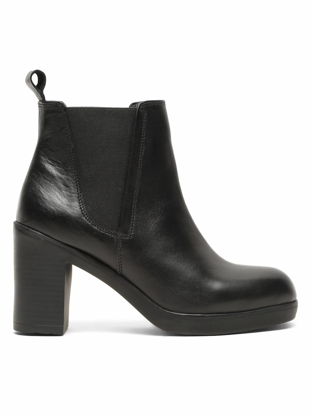 Women's Black Solid Leather Mid - Ankle High Heeled Boots Tractor Supply Steel Toe Boots