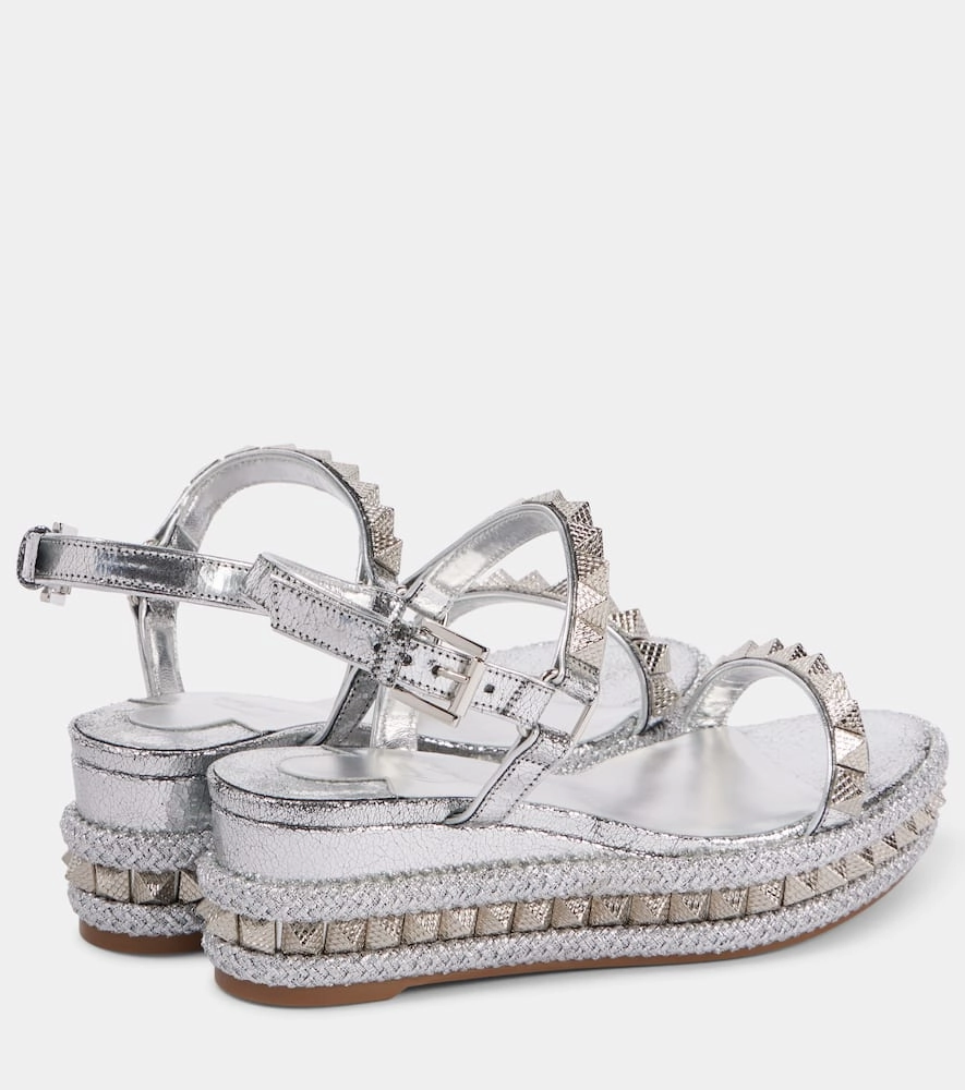 Cute Flat Shoes With Arch Support Christian Louboutin Pyraclou 60 studded leather espadrille wedges