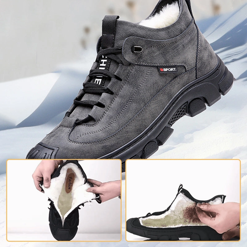 Christmas Hot Sale Men's Faux Wool Lining Leather Sneaker Vintage Havana Rhinestone Sneakers