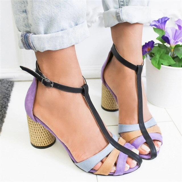 Chunky Heel Sandals Sandals Wedge Heels