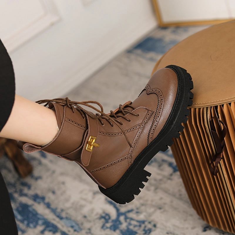 Easy Boots For Horses Chunky Heels Elegant Winter Ankle Boots Cow Leather Women