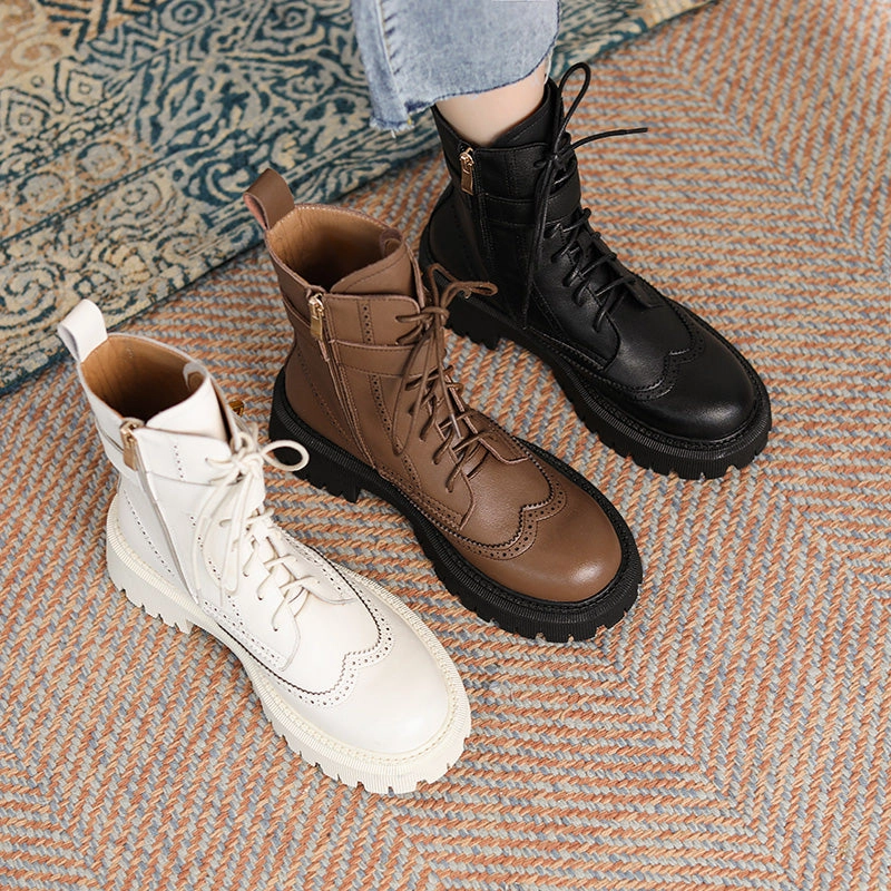 Chelsea Boots Outfits Chunky Heels Elegant Winter Ankle Boots Cow Leather Women