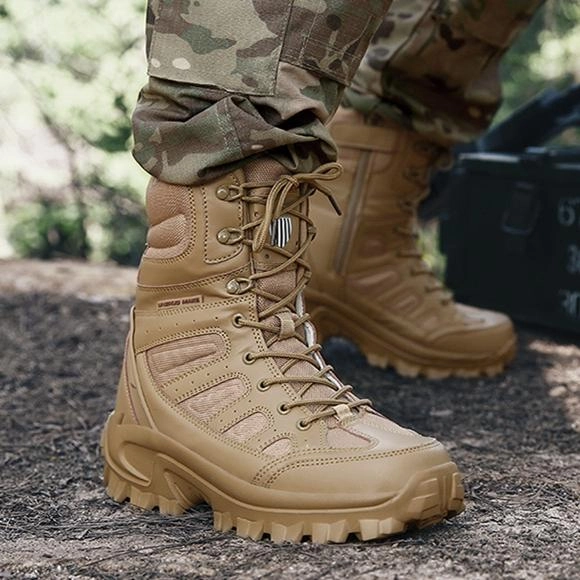 Sequin Cowboy Boots Men's chunky platform anti-skid military combat boots | High cut front lace boots