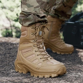 Comp Boots Men's chunky platform anti-skid military combat boots | High cut front lace boots