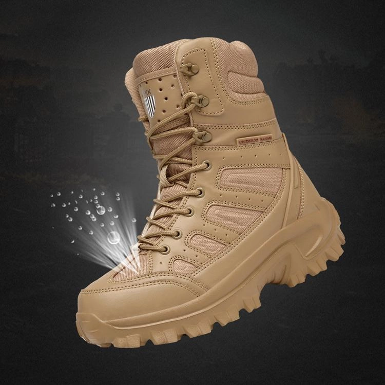Hiking Boots Vs Trail Runners Men's chunky platform anti-skid military combat boots | High cut front lace boots