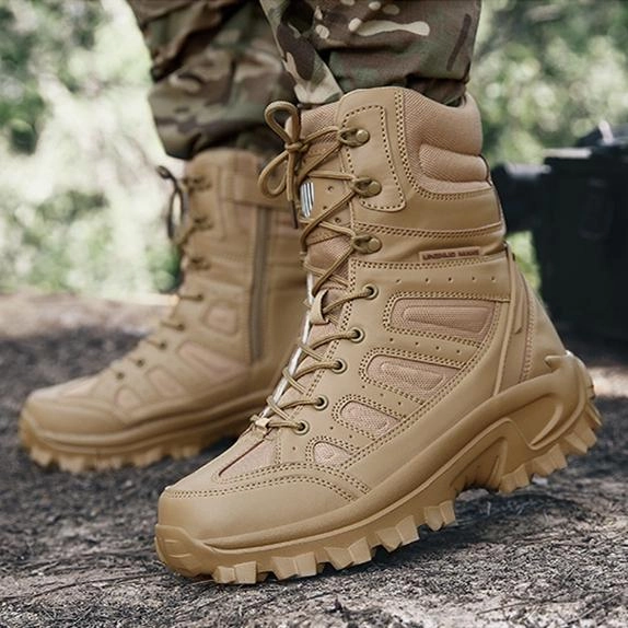 Lace Combat Boots Men's chunky platform anti-skid military combat boots | High cut front lace boots
