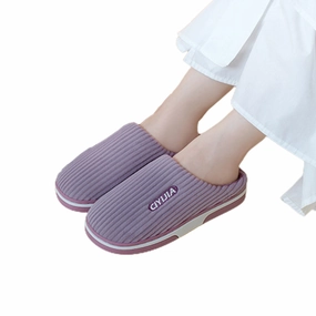 Women Plush Slippers Thick Sole Warm Shoes Home Slippers Purple Sheepskin Lined Slippers