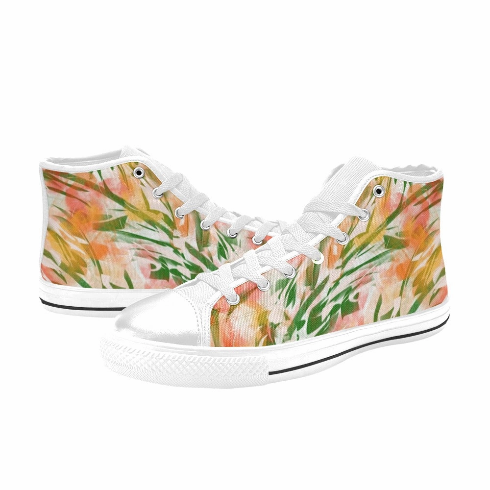 Snake Print Shoes Flats Bush Art High Top Canvas Women's Shoes