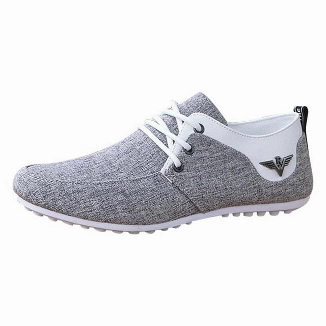 Brand Casual Shoes for Men Lace-up Linen Cloth Breathable Mens Canvas Shoes Moccasins Flats Driving Footwear Zapatos De Hombre Beige Casual Shoes